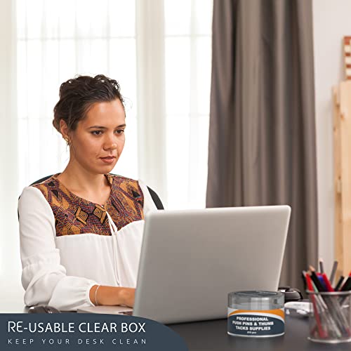 215 Clear Push Pins for Bulletin Board Thumb Tacks for Wall Corkboard Map Calendar Photo -Home Office Craft Projects Heavy Duty Plastic Head Steel Pin (Clear) - Image 3