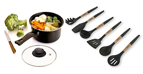 Silicone Cooking Utensils Set (6 pcs) Natural Wood Kitchen Utensils – Eco Friendly & BPA Free, Non Scratch & Non Stick Easy Grip Cooking Tools And Best Kitchen Gadgets Tools for Cookware - Image 2