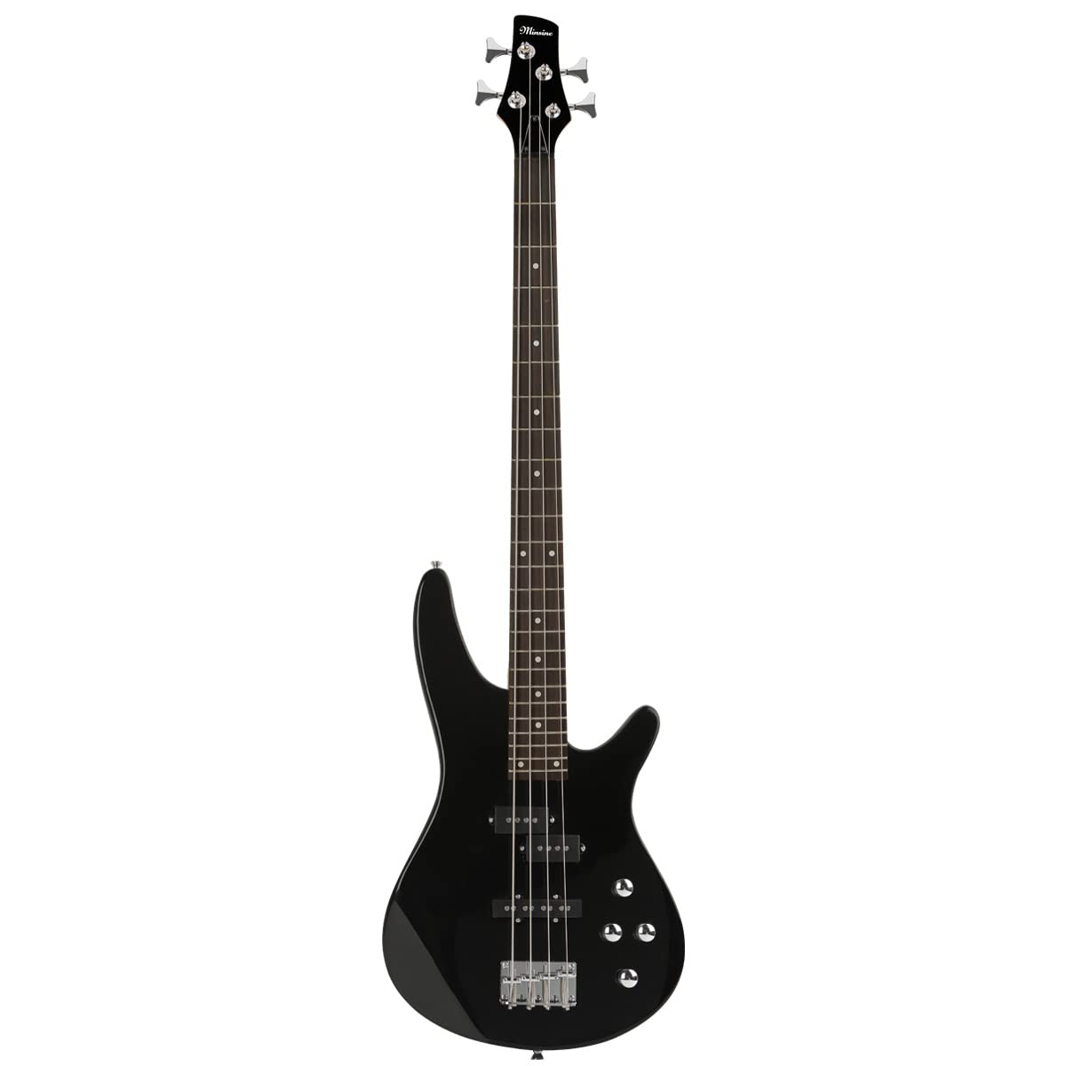 Electric Bass Guitar 4 Strings Full Size P Bass Beginner Kit Black for Starter with Gig Bag, Guitar Strap, and Guitar Cable (Black)