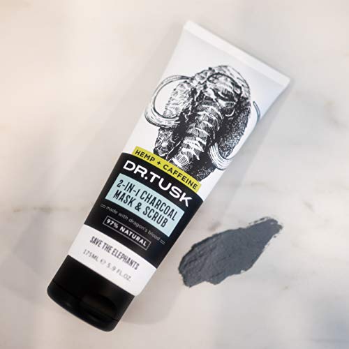 DR. TUSK 2-in-1 Mens Face Scrub & Facial Mask | Exfoliating Charcoal Cleanser | Kaolin & Bentonite Clay | Hempseed Oil & Caffeine | Natural Skincare for Men 5.9 Fl Oz - Image 4