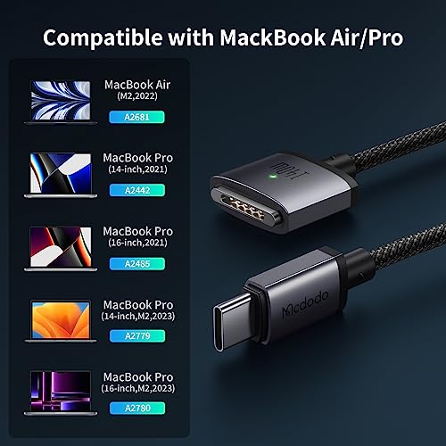 mcdodo 140W USB-C to Magnetic 3 Cable, Compatible with MacBook Pro 2021 M1 Pro & Max Chip 14" 16", MacBook Air 2022 M2, MacBook Pro 2023 M2 Pro & Max Chip 14" 16", Safe 3 Cable for MacBook - 6.6ft - Image 6