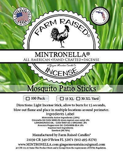Mintronella Mosquito Patio Sticks/Natural - U.S.A Made 100 Pack. / No See Ums - Gnats - Fly Stick/Outdoor Incense Bug Sticks. Citronella Plant Oil + Peppermint - Lavender - Pool - Camping - Patio. - Image 2