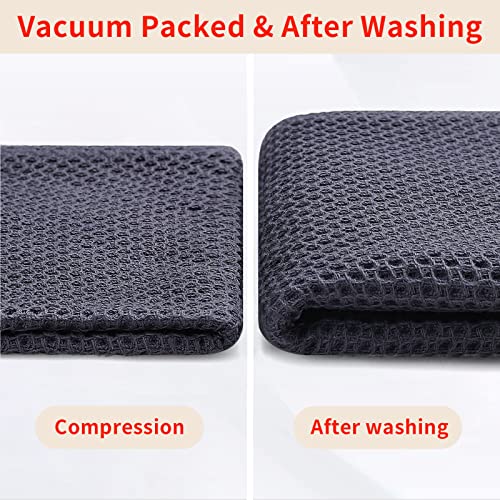 Homaxy 100% Cotton Waffle Weave Kitchen Dish Cloths, Ultra Soft Absorbent Quick Drying Dish Towels, 12x12 Inches, 6-Pack, Dark Grey - Image 2
