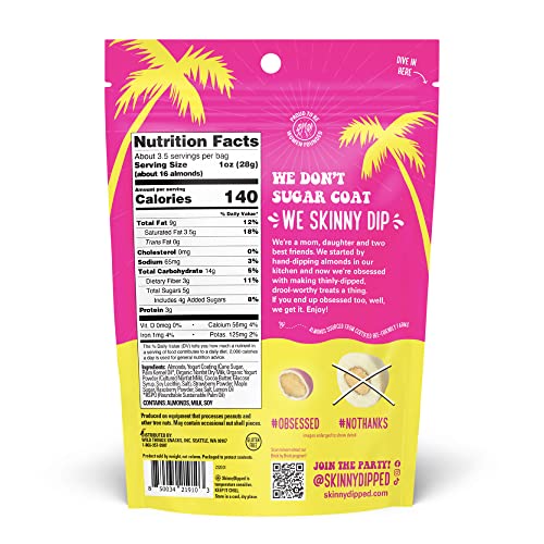 SKINNYDIPPED Strawberry Lemonade Almonds, Limited Edition, Healthy Snack, Plant Protein, Gluten Free, 3.5 oz Resealable Bags, Pack of 5 - Image 3