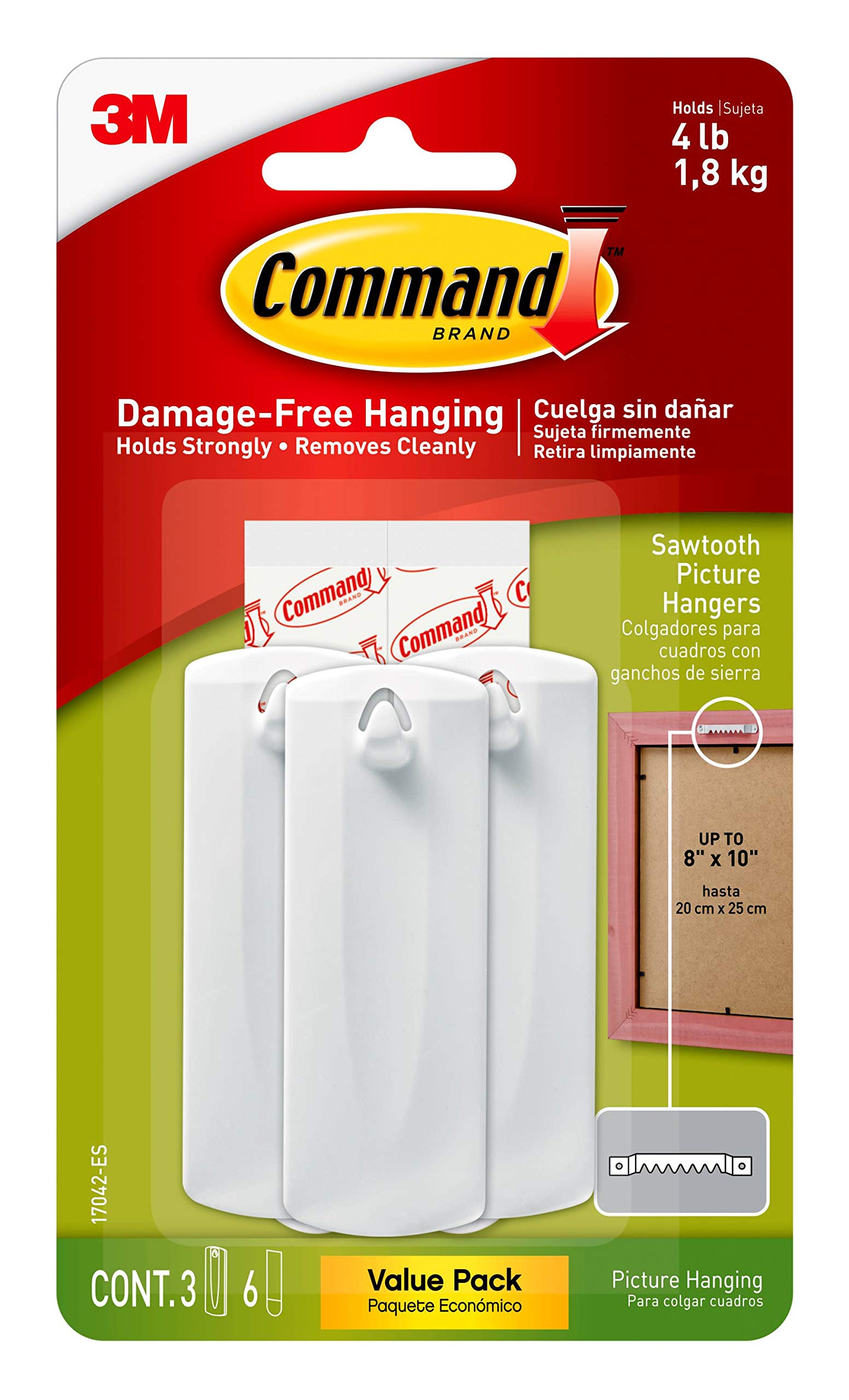 Command 10014485 Picture-Hanging Hooks, Large, White, 3 Count - Image 5